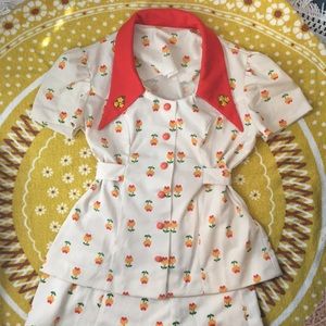 Vintage 60s floral skirt and top set